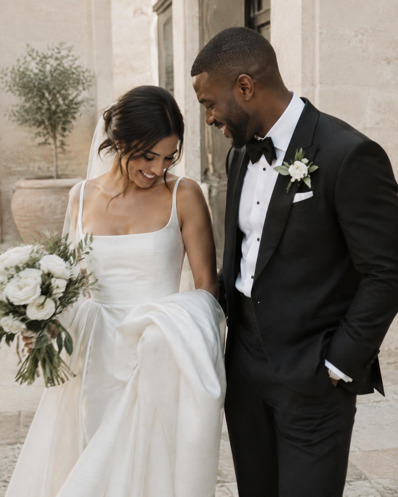 Couple sharing a quiet moment on their wedding day